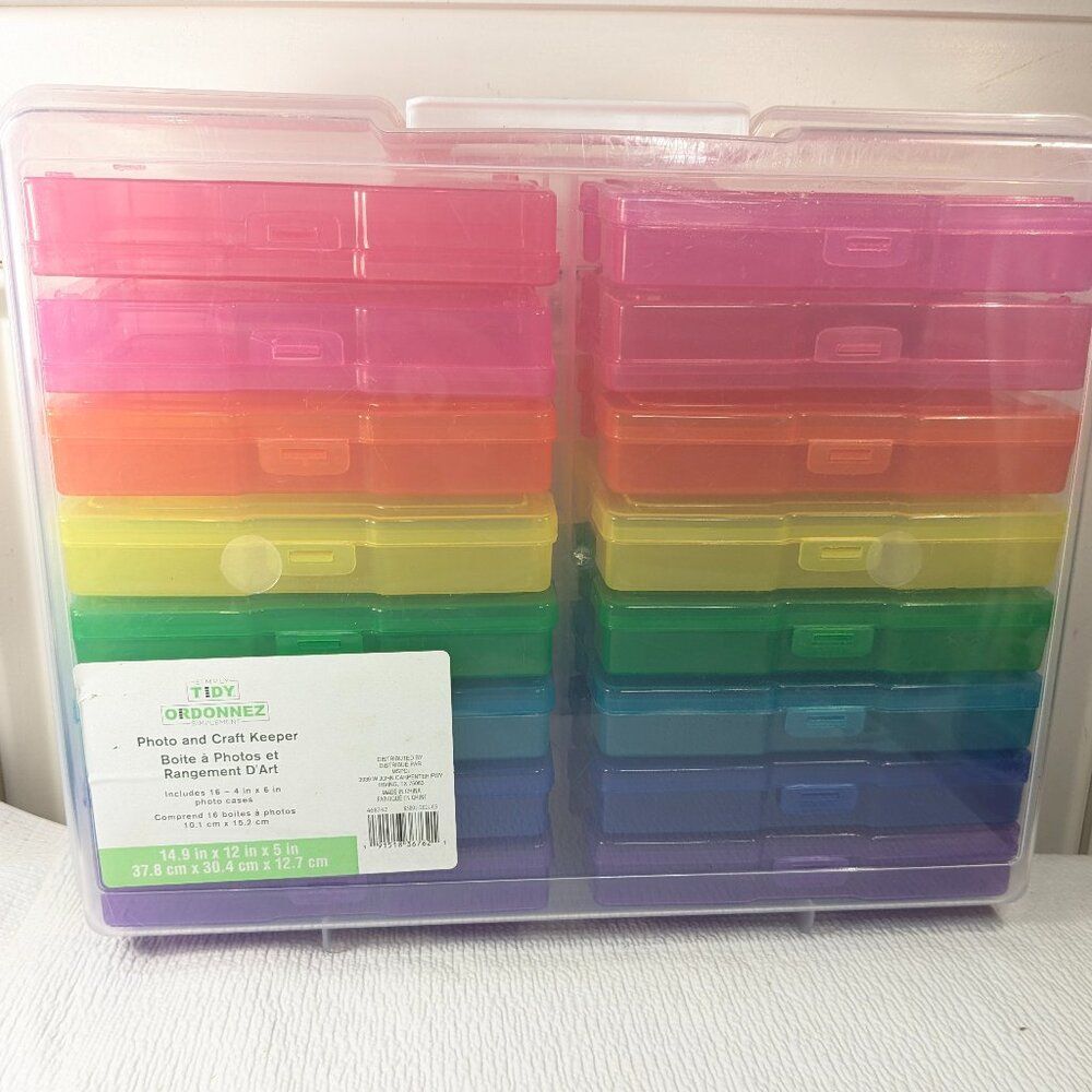 Photo & Craft Keeper 16 Cases 4x6” Photo Storage Box rainbow‎ Inner Organization